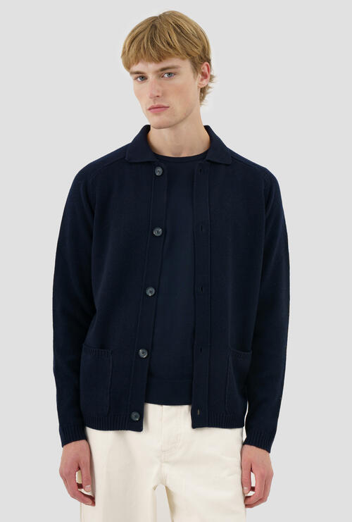 Saddle-sleeve shirt jacket Navy Blue