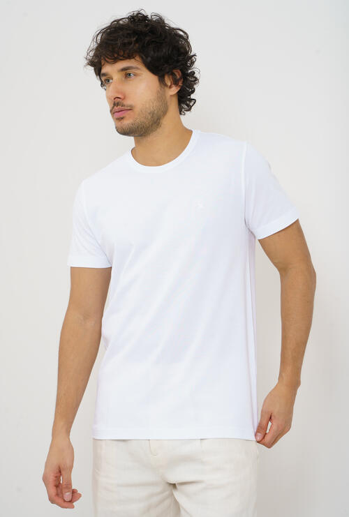 Elastic pique T-shirt White
