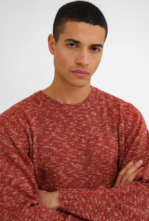 Wool and cotton crew neck Bright red