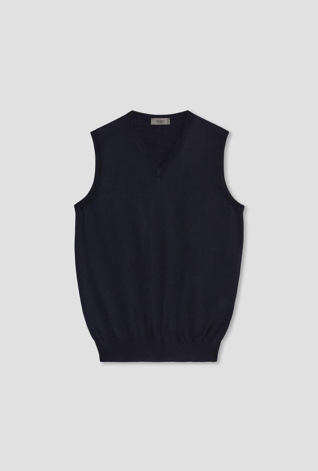 V-neck waistcoat in pure worsted wool ESSENTIAL - Ferrante | img vers.1300x/