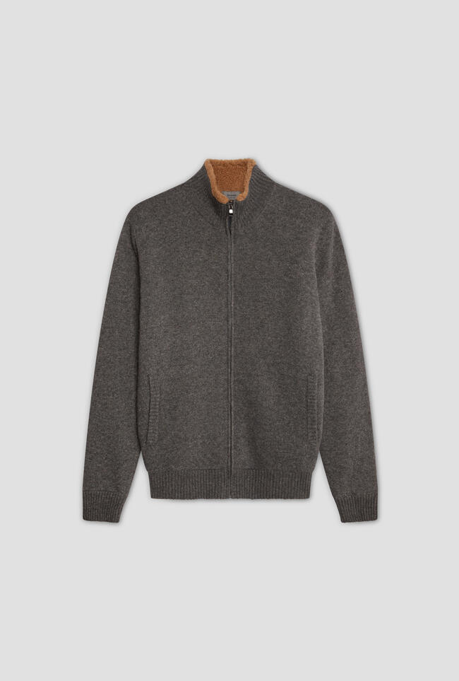 Knitted jacket with bouclè eco-fur MAIN - Ferrante | img vers.1300x/