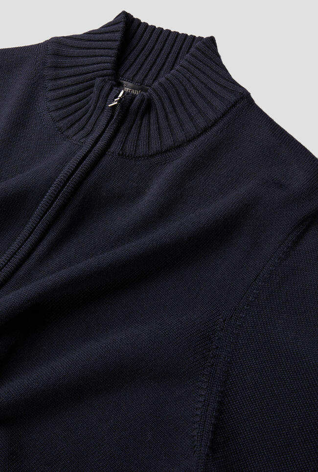 Full zipper jacket in combed merino wool ESSENTIAL - Ferrante | img vers.1300x/