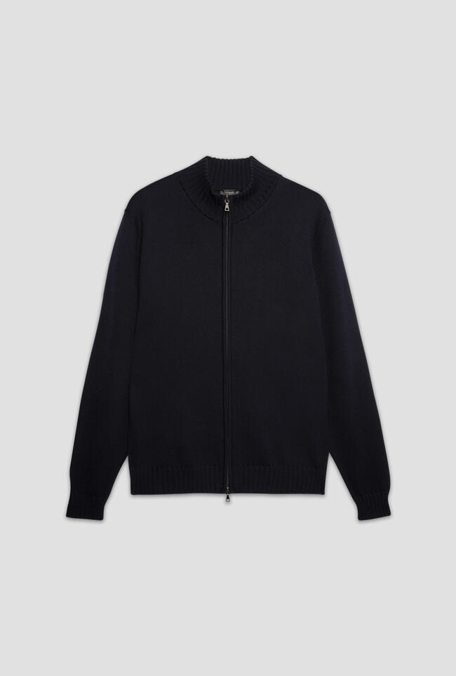 Full zipper jacket in combed merino wool ESSENTIAL - Ferrante | img vers.1300x/