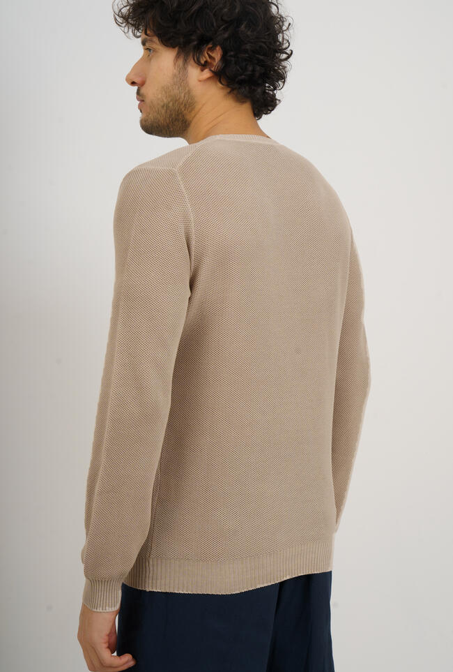 Garment dyed honeycomb crew neck ESSENTIAL - Ferrante | img vers.1300x/