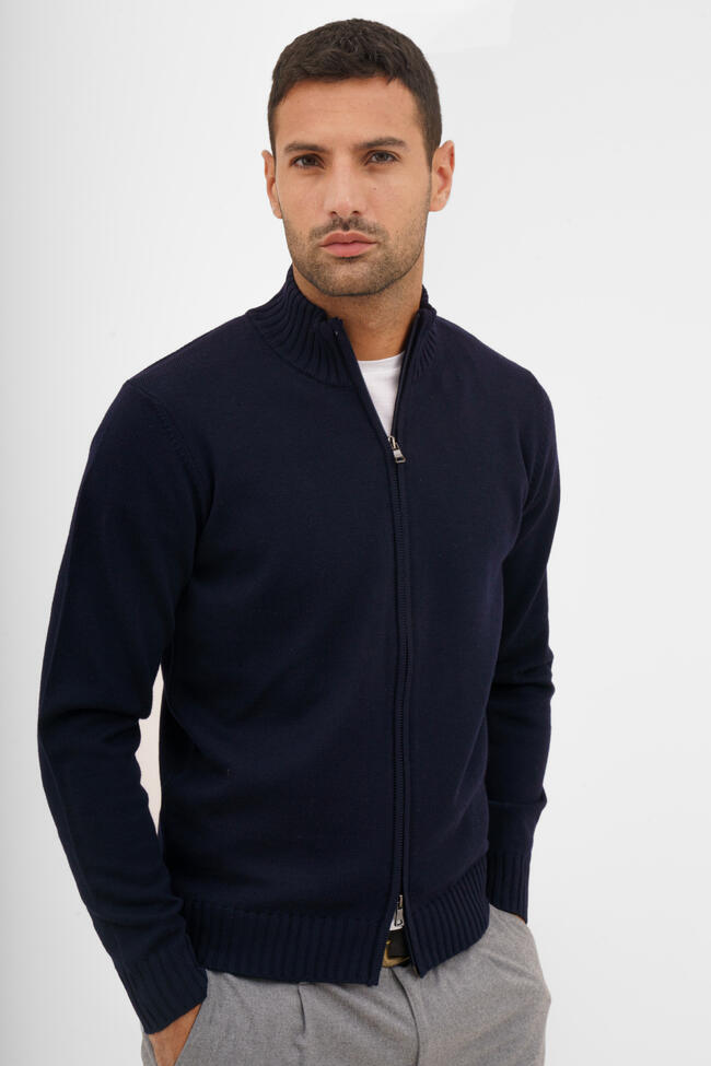 Full-zip jacket in combed merino wool ESSENTIAL - Ferrante | img vers.1300x/