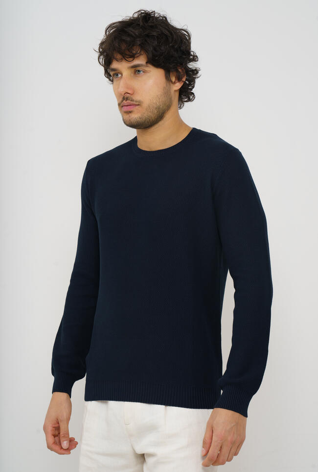 Garment dyed honeycomb crew neck ESSENTIAL - Ferrante | img vers.1300x/