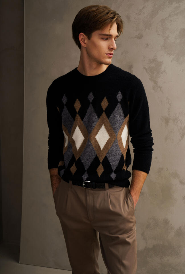 Intarsia bouclè crew neck MAIN - Ferrante | img vers.1300x/